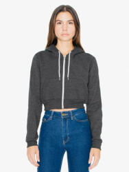 American Apparel AAF397 Női rövid derekú kapucnis cipzáras pulóver American Apparel, Dark Heather Grey-S (aaf397dhgr-s)