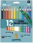 Ars Una 12 színű, háromszögletű színes ceruzakészlet hegyezővel, JUMBO